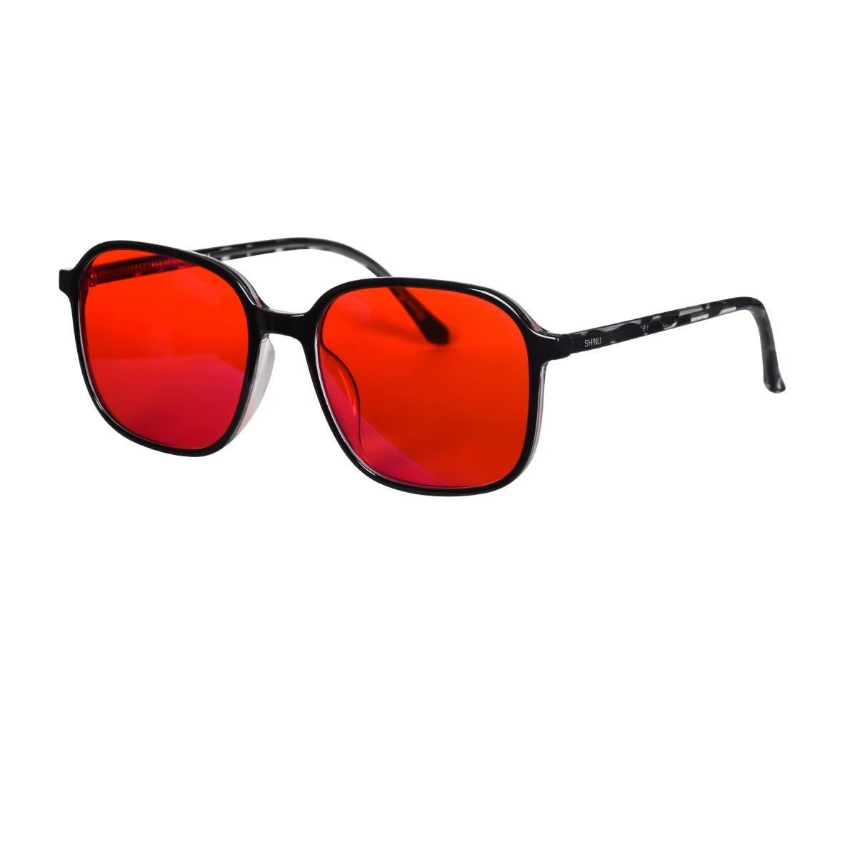 Y2K Style Glasses Men Women Square Shape Red Lens for Better Sleep Blue Light Blocking Glasses Orange Lens for Computer Gaming