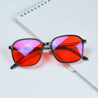 Y2K Style Glasses Men Women Square Shape Red Lens for Better Sleep Blue Light Blocking Glasses Orange Lens for Computer Gaming