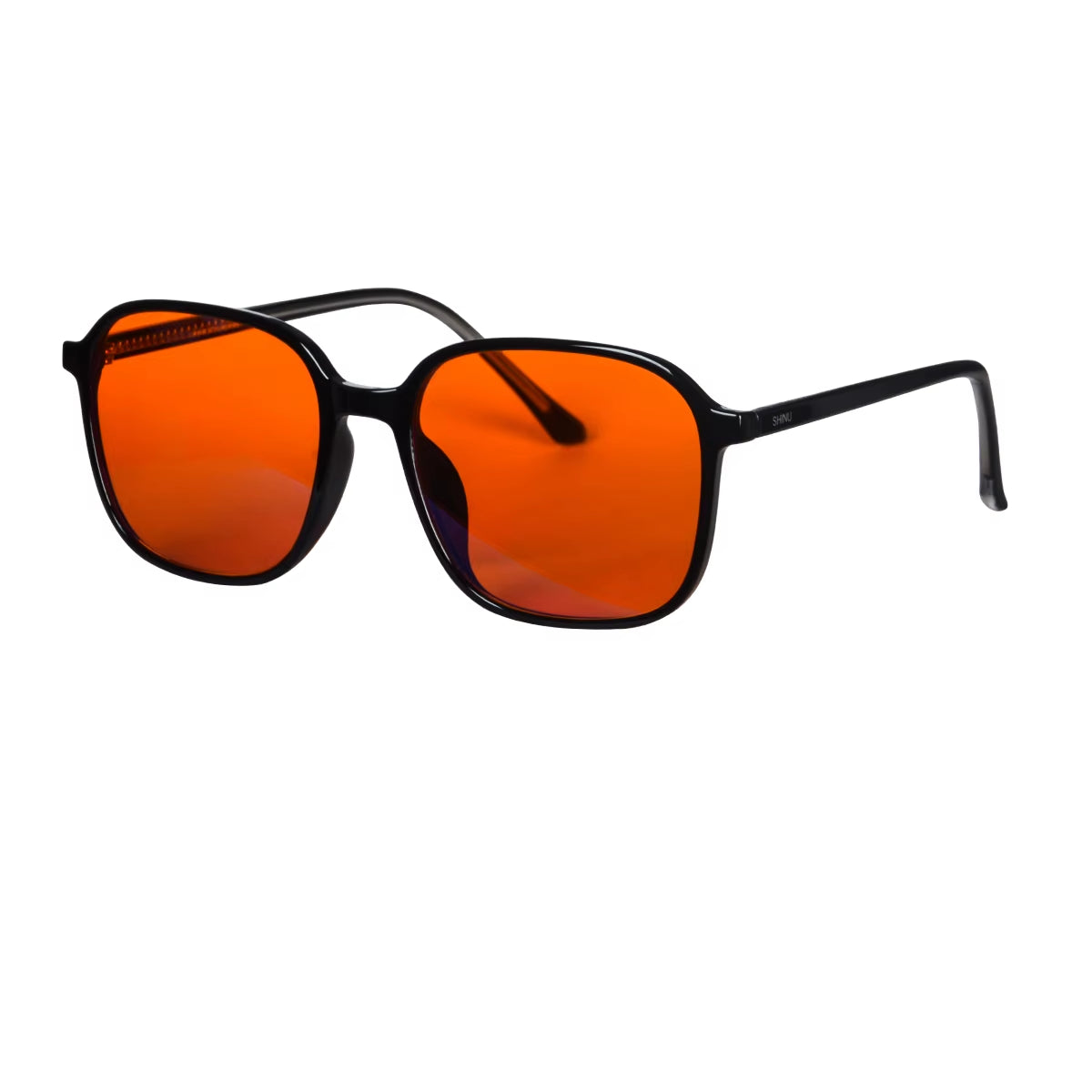 Y2K Style Glasses Men Women Square Shape Red Lens for Better Sleep Blue Light Blocking Glasses Orange Lens for Computer Gaming