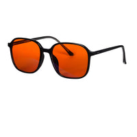 Y2K Style Glasses Men Women Square Shape Red Lens for Better Sleep Blue Light Blocking Glasses Orange Lens for Computer Gaming